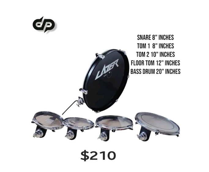 Compact drum kit priced at $210